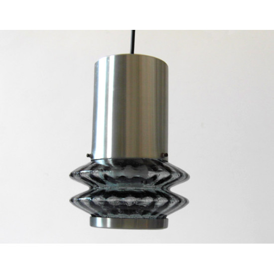 Pressed glass and brushed aluminium pendant light