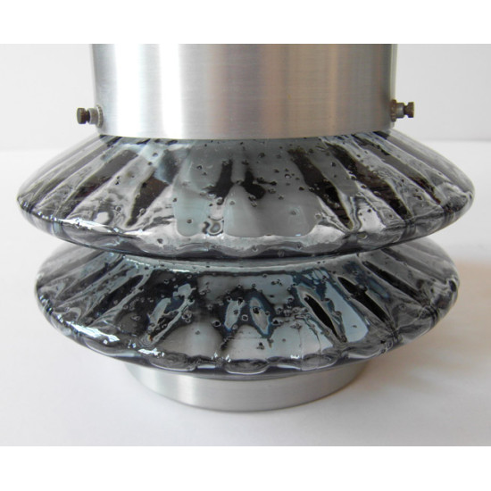 Pressed glass and brushed aluminium pendant light