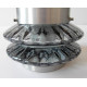 Pressed glass and brushed aluminium pendant light
