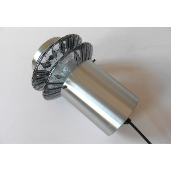 Pressed glass and brushed aluminium pendant light