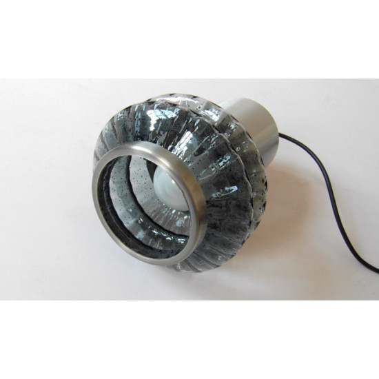 Pressed glass and brushed aluminium pendant light