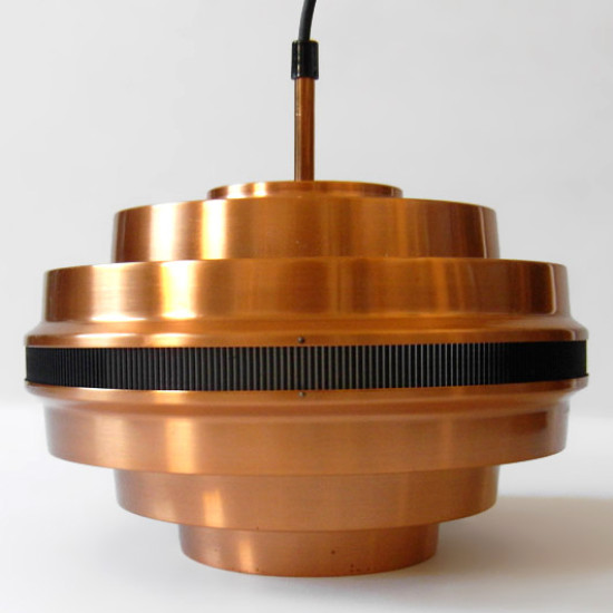 Copper pendant light with Aalto-like slatted band
