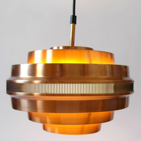 Copper pendant light with Aalto-like slatted band