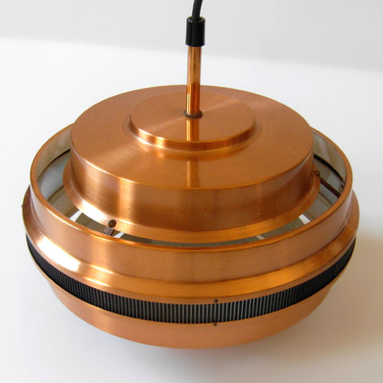 Copper pendant light with Aalto-like slatted band