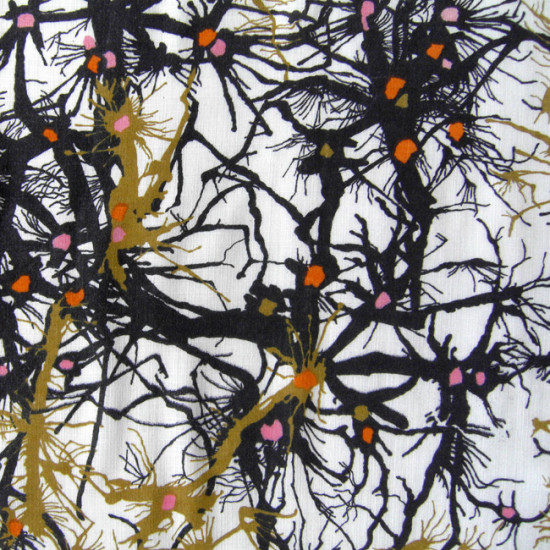 Vintage curtain with design like spidery neurons