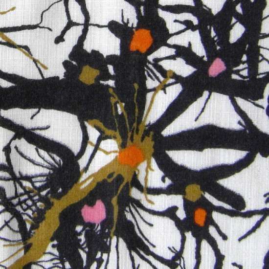 Vintage curtain with design like spidery neurons