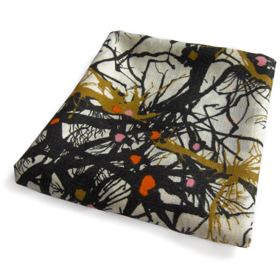 Vintage curtain with design like spidery neurons