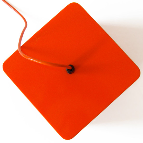 Classic 1960s retro orange plastic cube pendant light