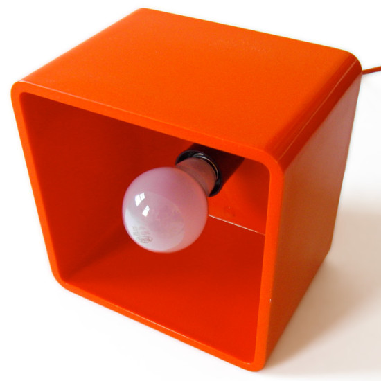Classic 1960s retro orange plastic cube pendant light