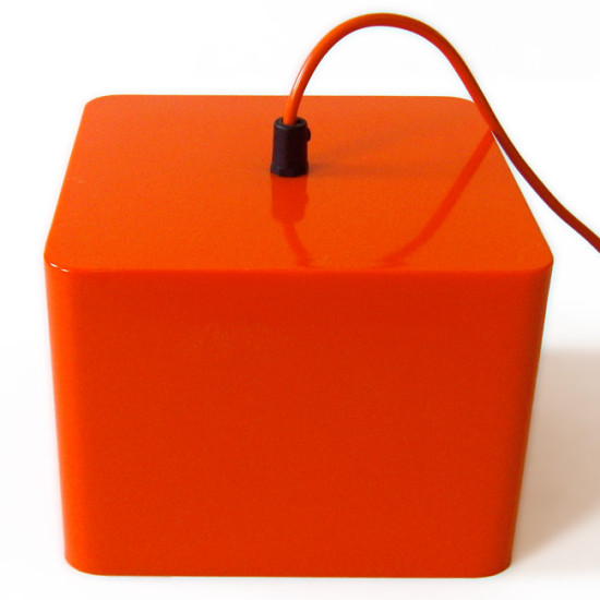 Classic 1960s retro orange plastic cube pendant light