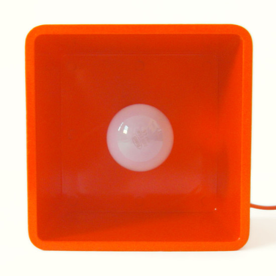 Classic 1960s retro orange plastic cube pendant light