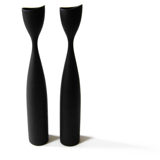 Danish modern hand-turned teak candleholders