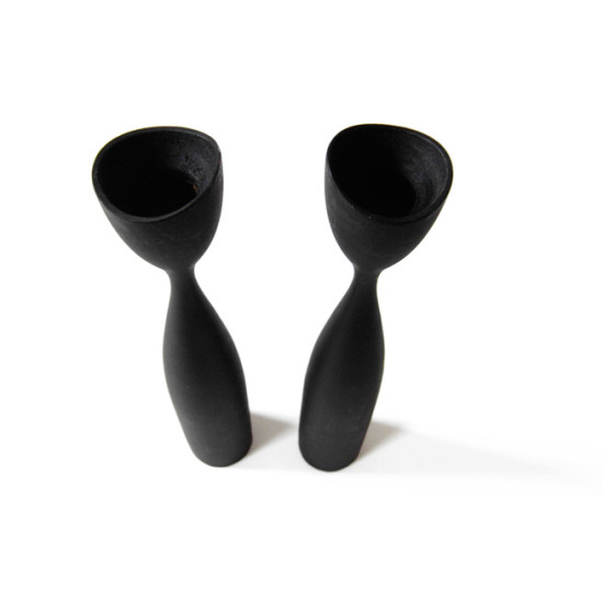 Danish modern hand-turned teak candleholders