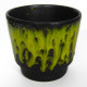 Plant pot with yellow-green fat lava drip glaze