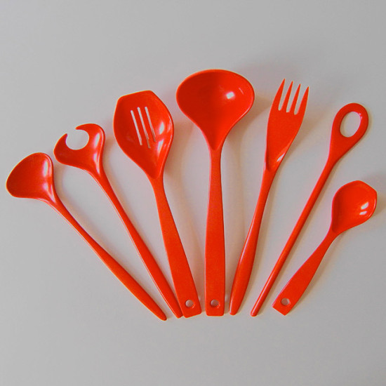 Red vintage Rosti melamine utensils set 1960s/70s