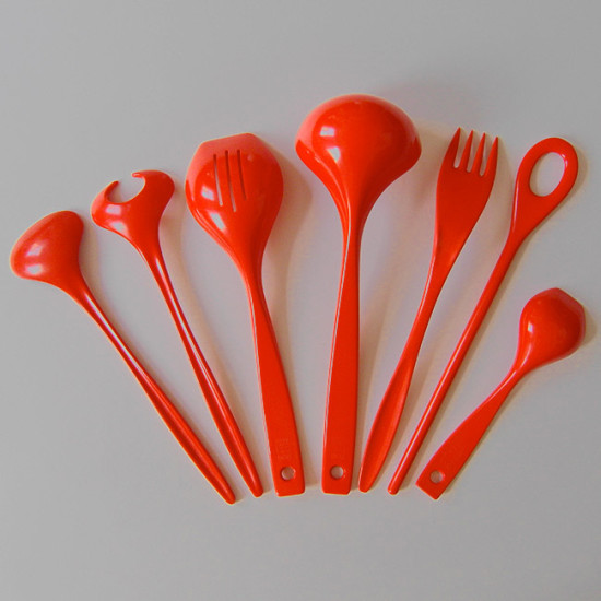Red vintage Rosti melamine utensils set 1960s/70s