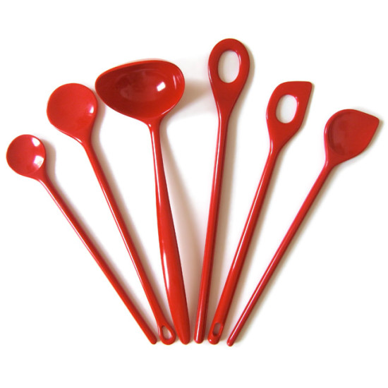 Red vintage Rosti melamine kitchen utensils