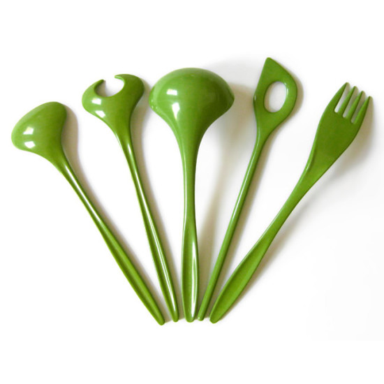 Green vintage Rosti melamine kitchen utensils