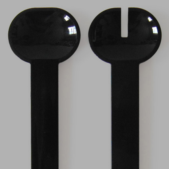 Black plastic retro salad servers made in Finland