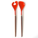 Teak and orange plastic ducks-foot salad servers