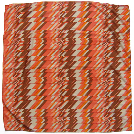 Vintage headscarf with orange op-art zigzag design