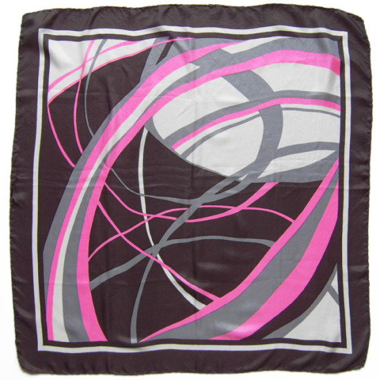 Vintage headscarf with pink and grey arcs design