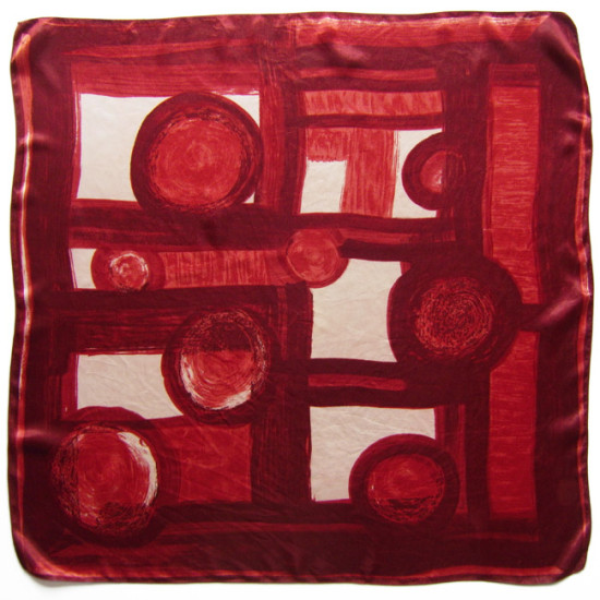 Vintage headscarf with abstract design in rich reds