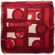 Vintage headscarf with abstract design in rich reds