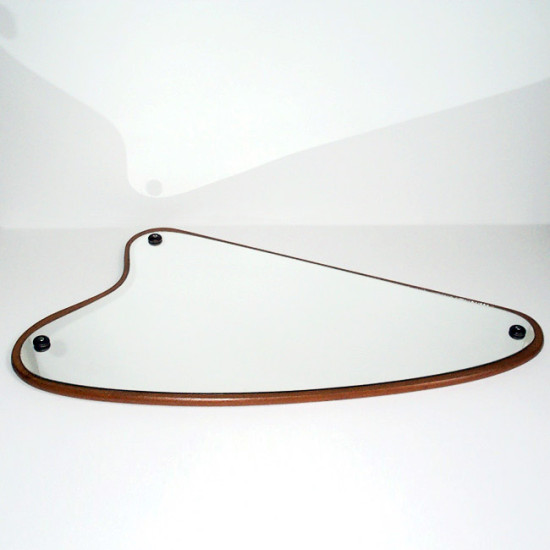 Harp-shaped Danish modern teak-framed mirror