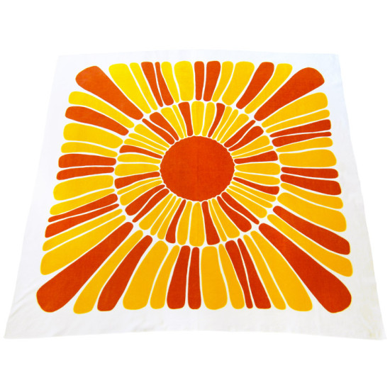 Vintage orange and yellow sunburst daisy textile