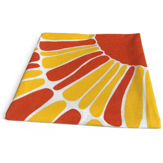 Vintage orange and yellow sunburst daisy textile
