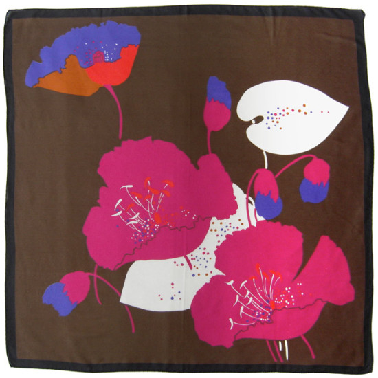 Headscarf with large bold cerise flower print