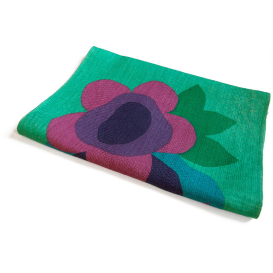 Swedish hessian table runner with flower motif