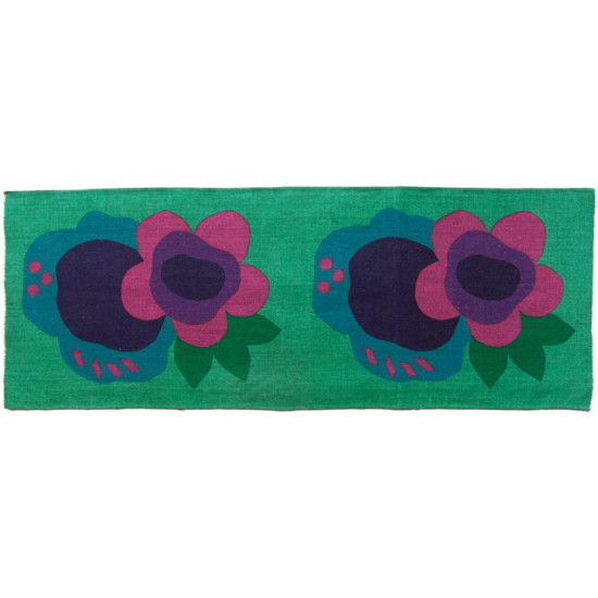 Swedish hessian table runner with flower motif