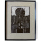 Vintage 60's/70's framed abstract woodcut print