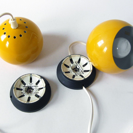 Yellow Mag bubble light pair by Abo Randers of Denmark